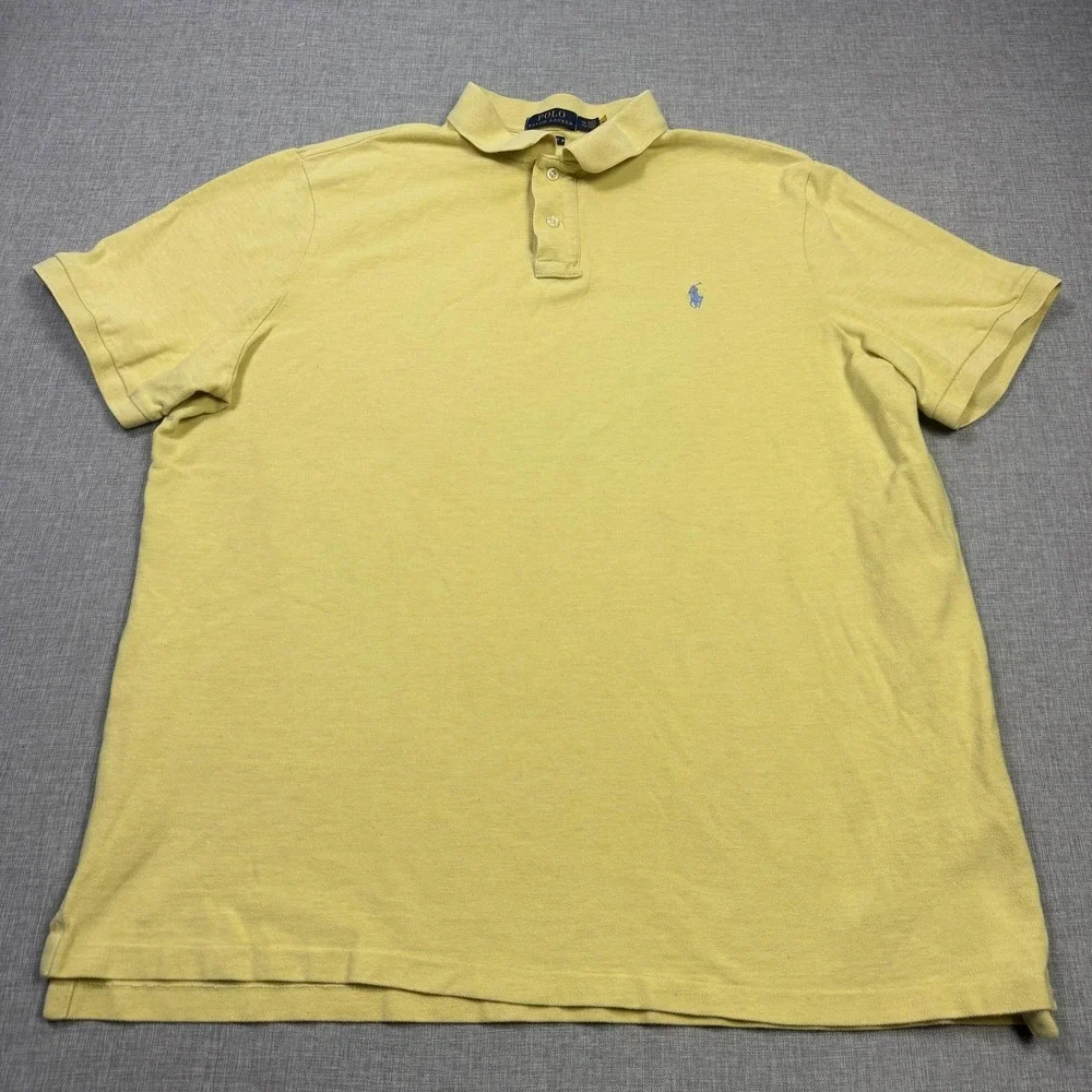 Polo Ralph Lauren Polo Shirt Mens 2XL Yellow Cotton Short Sleeve Embroidered